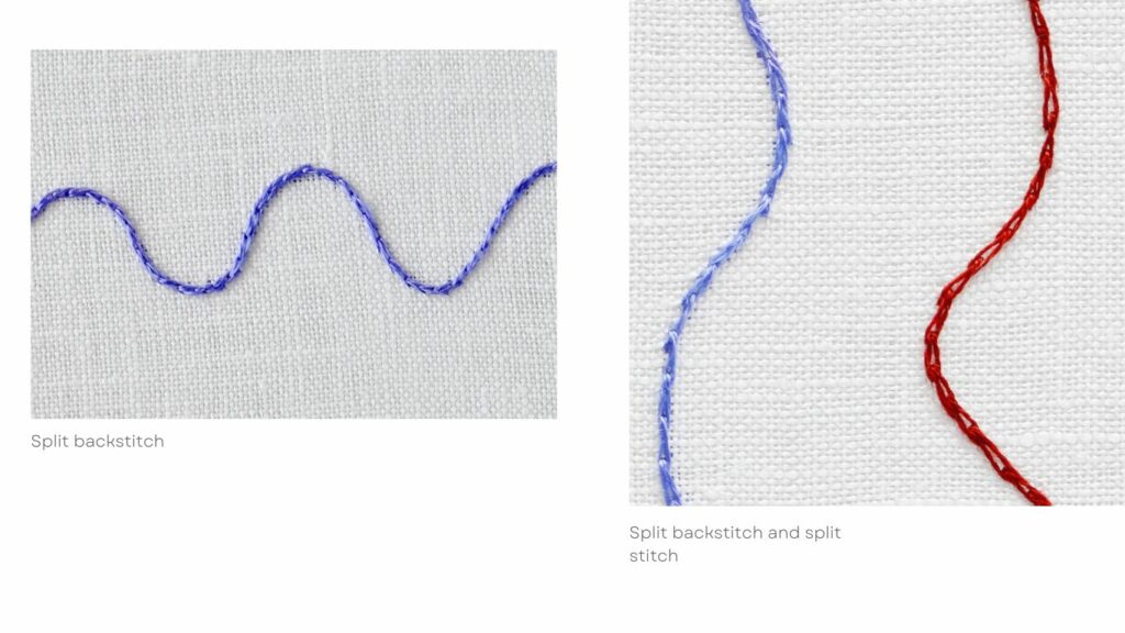 Split backstitch in use