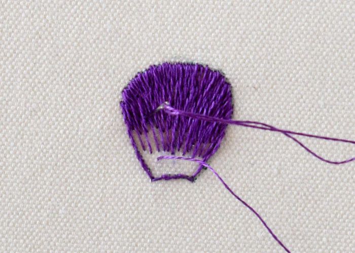 Long and Short stitch step 6 - add more rows