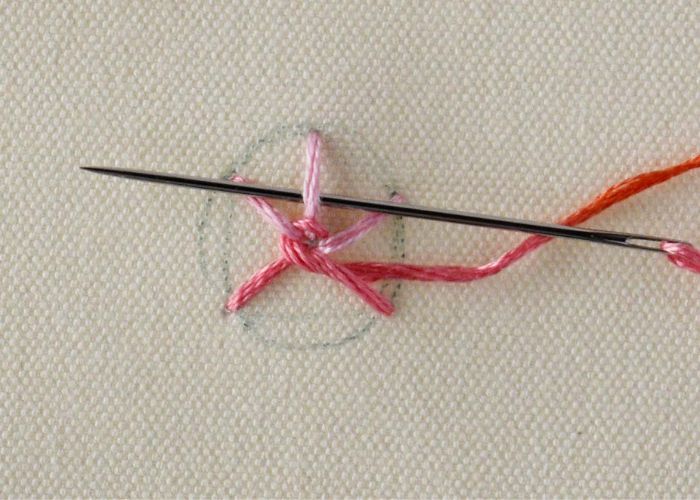 Geflochtener Spinnenradstich Schritt 4