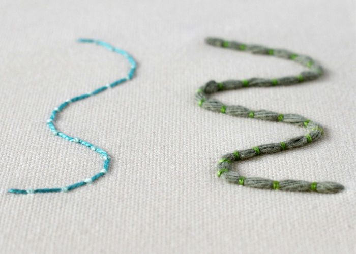 Couching Stitch Hand Embroidery Video Tutorial: front side