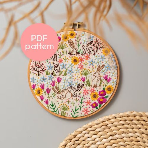 Spring Bunnies pattern on Etsy