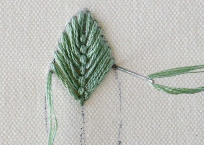 Geschlossener Fliegenstich - Stickerei Schritt 4