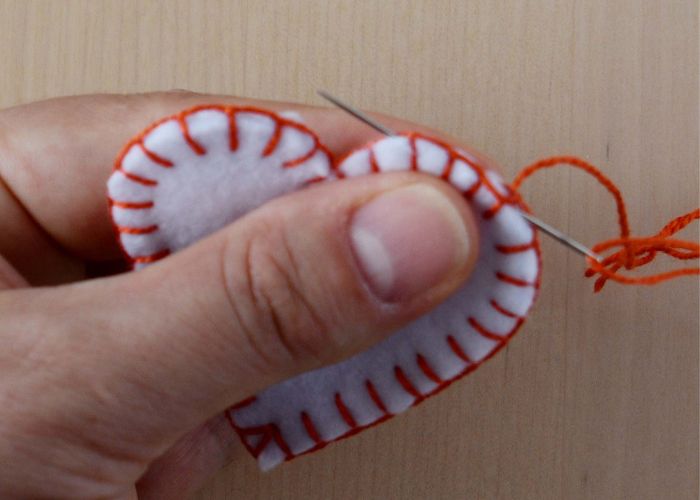 Blanket stitch for sewing final step