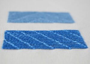 Bokhara Couching embroidery with blue threads