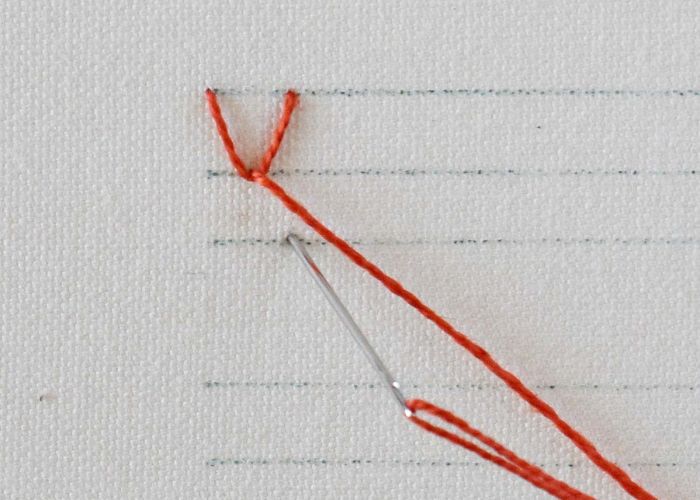 Fußkettchen Stich Handstickerei Schritt 3