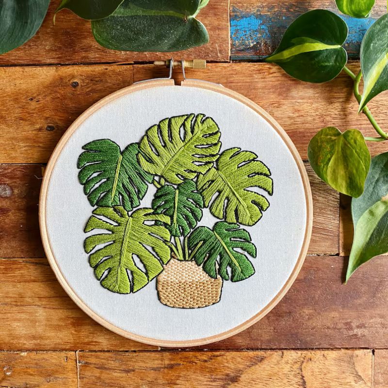 Monstera houseplant - embroidery pattern by Junglembroidery on Etsy
