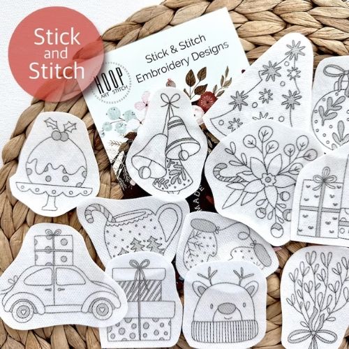 Christmas stick and stitch embroidery patterns by HoopArtStitch on Etsy