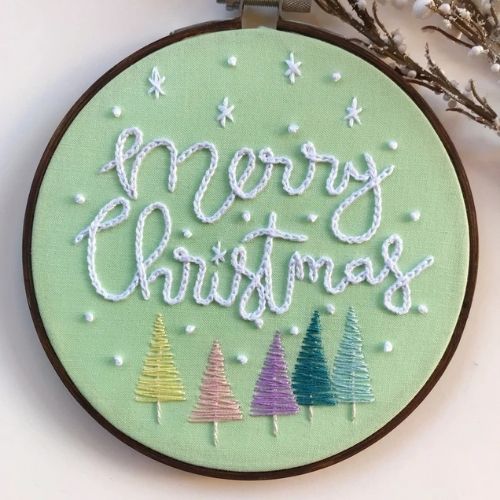 Retro Pastell Weihnachtsbäume, Anfänger Stickmuster auf Etsy