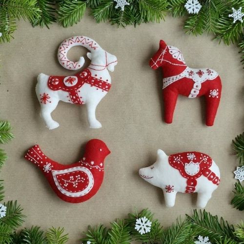 Scandinavian ornaments sewing pattern, felt Christmas ornaments by MyFeltRoom on Etsy