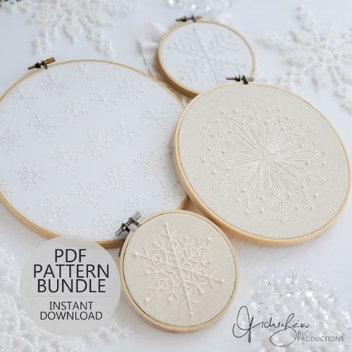 Snowflake Bundle - embroidery patterns & guide by BeCoProductions on Etsy