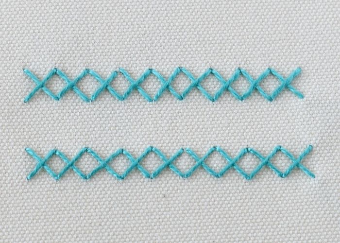 Broderie au point de croix avec fil de coton perlé
