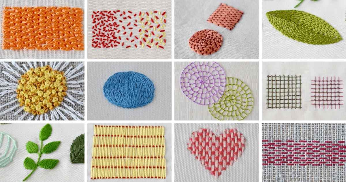 Embroidery stitches for filling_12 techniques