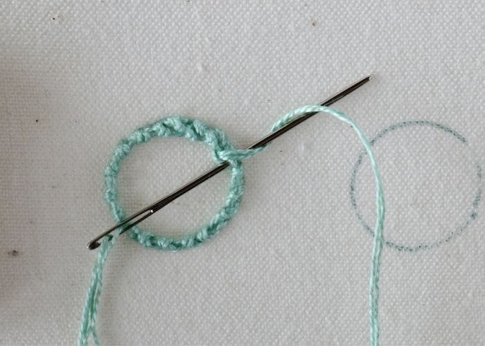 Spiral Trellis Stitch embroidery Step6 image