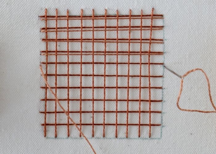 Battlement Couching Stitch embroidery tutorial step 3 image