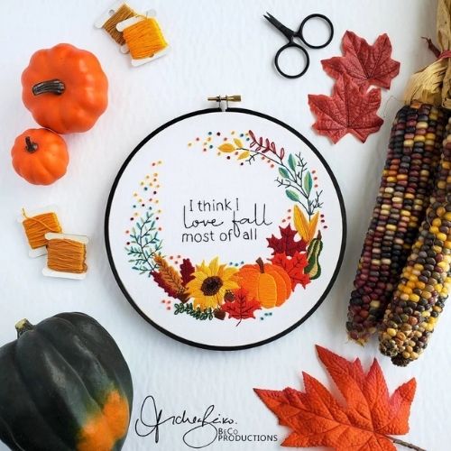I Think I Love Fall Most Of All Embroidery pattern and guide by BeCoProductions on Etsy